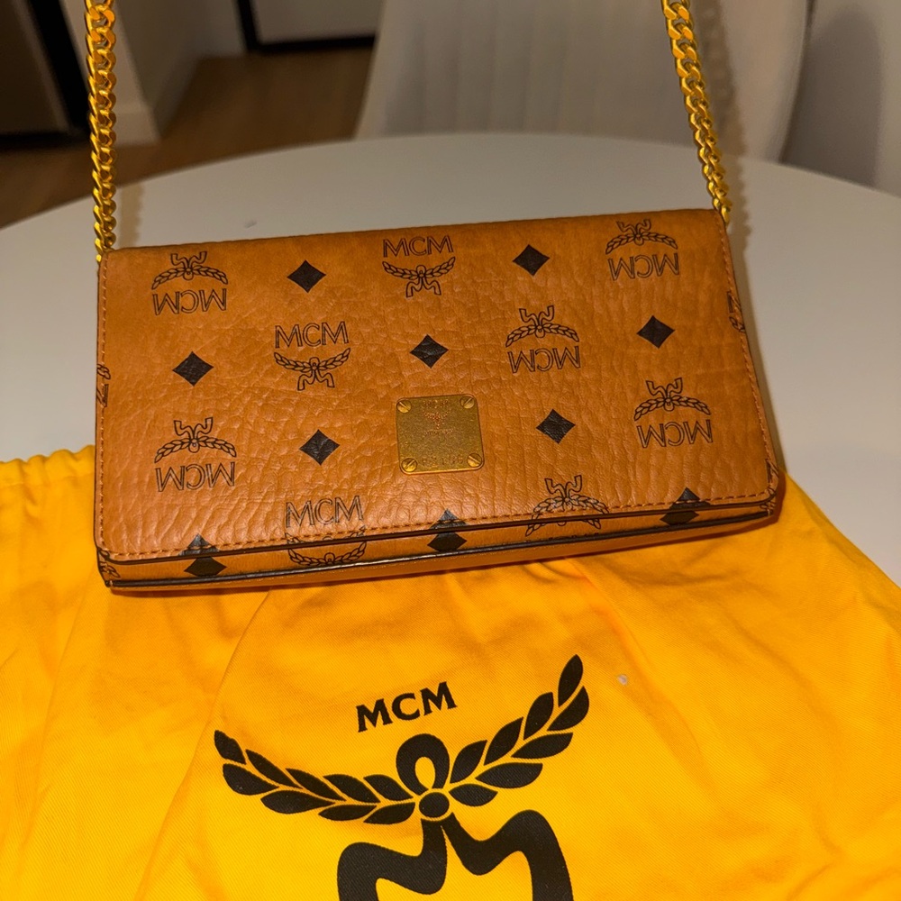 MCM Cognac Visetos Crossbody Bag